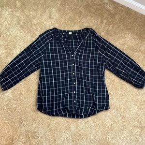 Old Navy Black & White Long-Sleeve Blouse